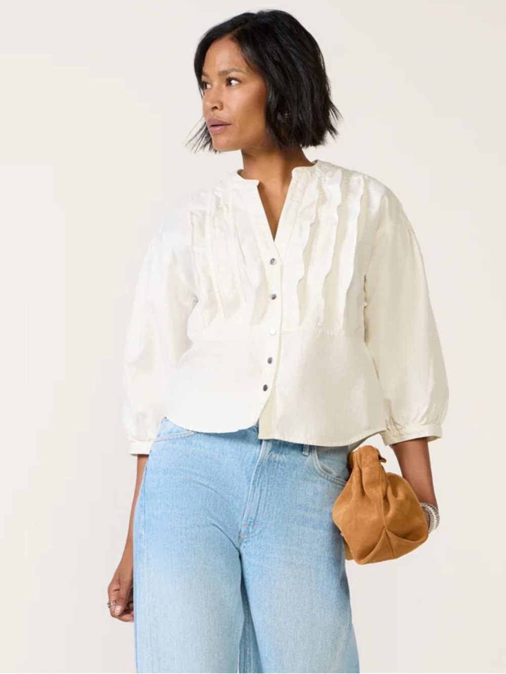 NWT Nation LTD Amelia Ruffle Shirt Porcelain Cotton Blouse Medium